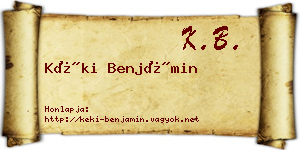 Kéki Benjámin névjegykártya